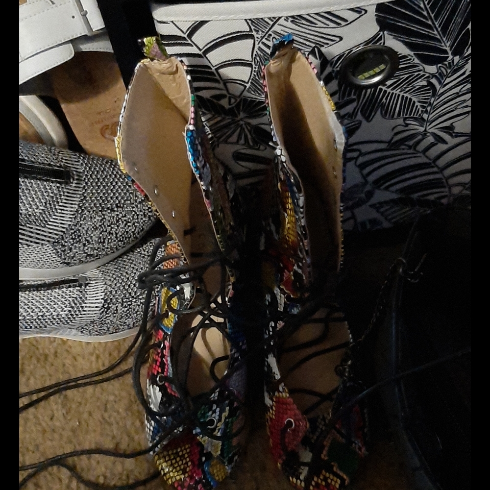 High ankle heels.